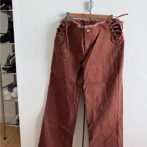 Lace-Up Brown Pants
